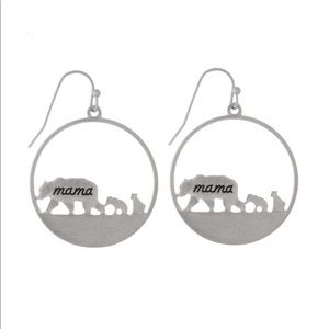 Fishhook hoop earring with mama bear cut out 🐾